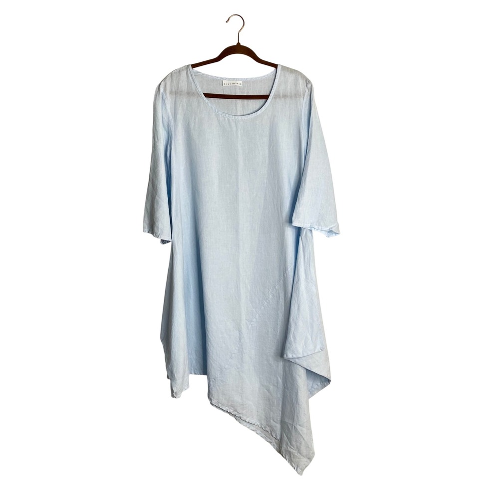 Bryn Walker Linen Asymmetric Dress M Coastal Grandmother Quiet Luxury